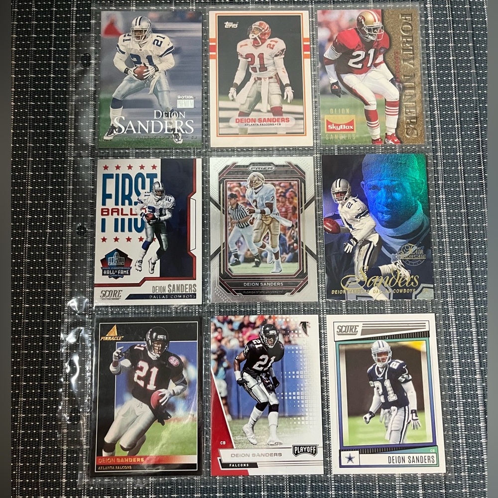 🏈 Deion Sanders NFL Football & Baseball Sports Traded Card Collection - Set of 9